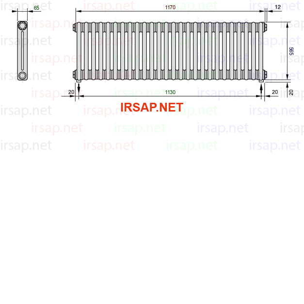 чертеж радиатора Irsap Tesi 20565-2620565-26-16-01